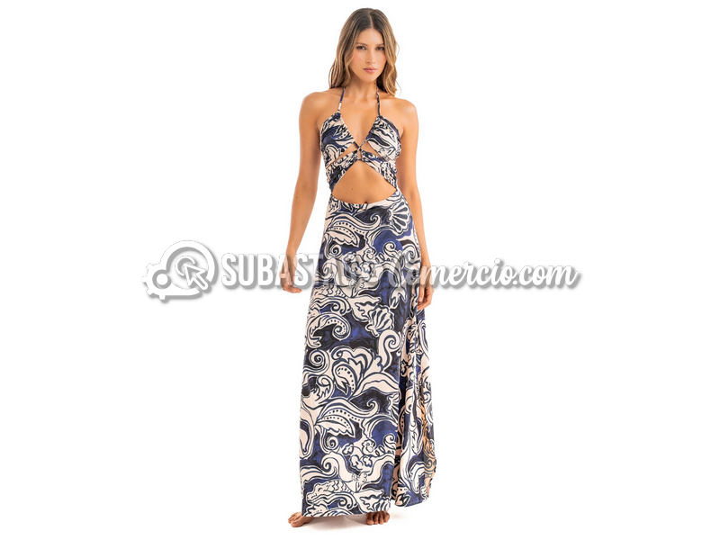 Vestido Cruzado de Sea Salt - Tela Estampada con Aberturas Laterales